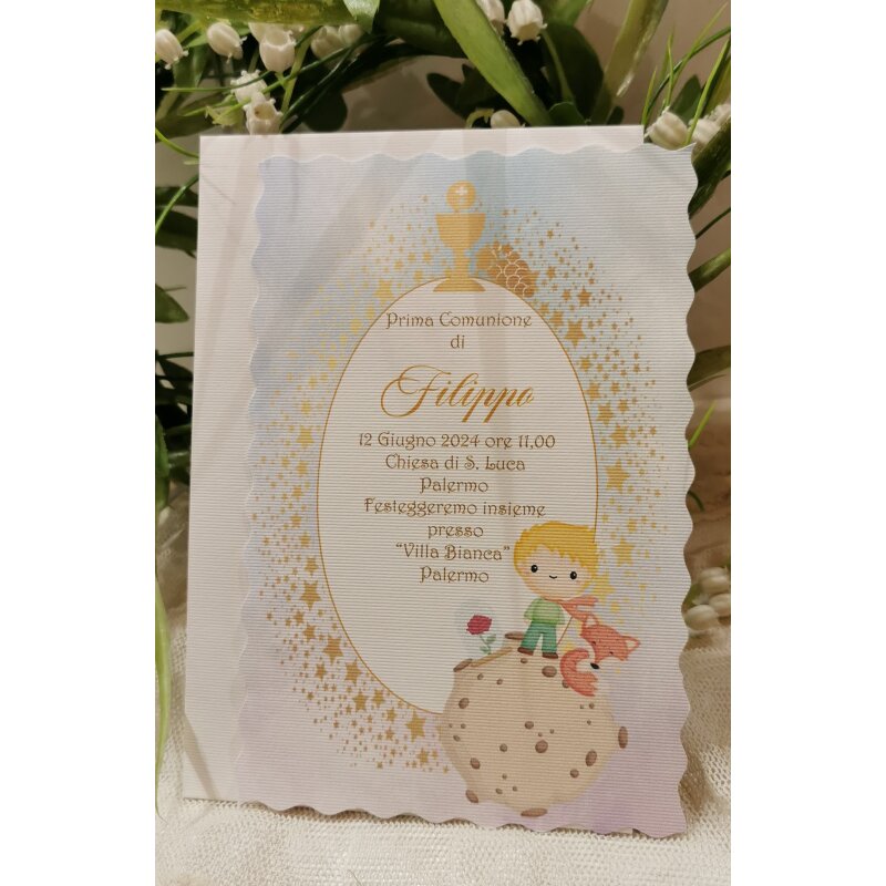 Inviti Battesimo Personalizzati - Set 20 Con Buste, Cartoncino Alta Qualità, Tema Piccolo Principe - Foto 7