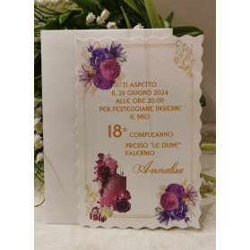 INVITO 18 ANNI RAGAZZA FIORI