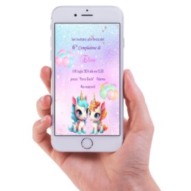 INVITO DIGITALE COMPLEANNO UNICORCO