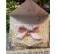 Invito Nozze avorio taglio laser con fiocco rosa cipria