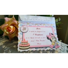 Invito 1° Compleanno con decoro Minnie