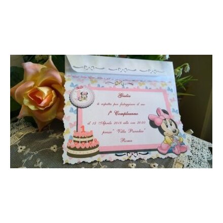 Invito 1° Compleanno con decoro Minnie