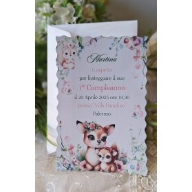 INVITO 1° COMPLEANNO ANIMALI CON BUSTA