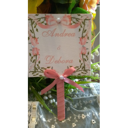Ventaglio Nozze Personalizzato con fiori rosa