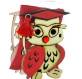 LAUREA GUFO DI LEGNO CON CONFETTI