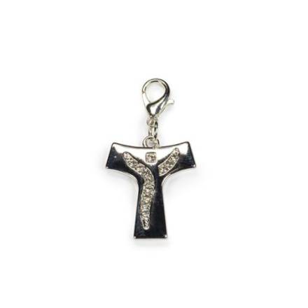 10 Ciondoli Croce Tao Bianco In Metallo - Decorazioni Per Bomboniere Prima Comunione, 2.8 X 3 Cm