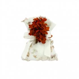BUSTINA IN RASO CON FIORI ROSSI CON CONFETTI