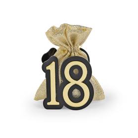 SACCHETTO CON 18 ORO E NERO CON CONFETTI