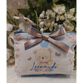 POCHETTE BIMBO BATTESIMO CON NOME E CONFETTI