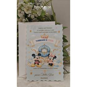INVITO BATTESIMO GEMELLI MINNIE E TOPOLINO