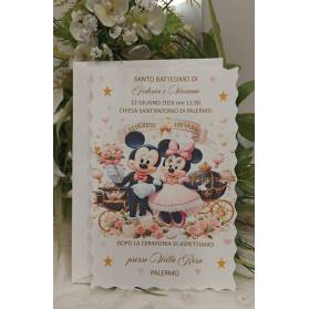 INVITO BATTESIMO GEMELLI MINNIE E TOPOLINO