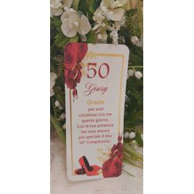 SEGNAPOSTO 50 ANNI DONNA ROSE ROSSE