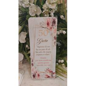 SEGNAPOSTO 50 ANNI DONNA FIORI ROSA