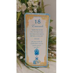SEGNAPOSTO 18 ANNI RAGAZZO AZZURRO