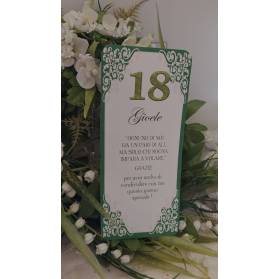 SEGNAPOSTO 18 ANNI RAGAZZO BIANCO E VERDE
