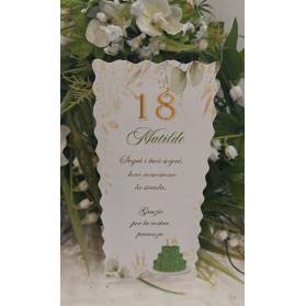 SEGNAPOSTO 18 ANNI RAGAZZA BIANCO E VERDE