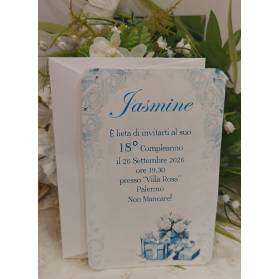 INVITO 18 ANNI CON BUSTA RAGAZZA CON STRASS