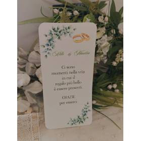 SEGNAPOSTO MATRIMONIO CON FOGLIE VERDI