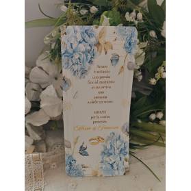 SEGNAPOSTO MATRIMONIO CON ORTENSIE AZZURRE