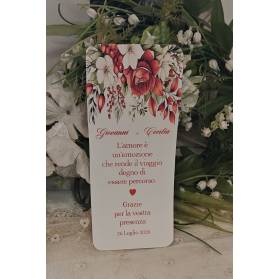 SEGNAPOSTO MATRIMONIO CON FIORI ROSSO