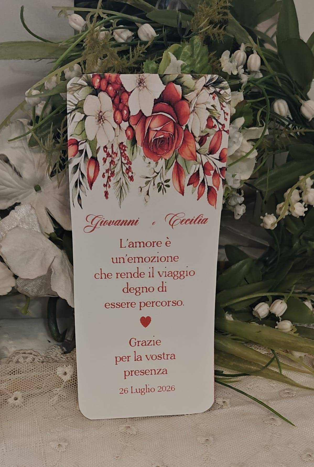100 Segnaposto Pieghevoli Per Matrimonio In Carta Perlata, 12x9 Cm, Colore Rosso