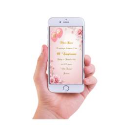 INVITO DIGITALE 18 ANNI RAGAZZA ROSA GOLD