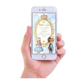 INVITO DIGITALE COMPLEANNO CENERENTOLA GEMELLI