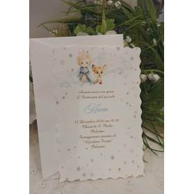 INVITO BATTESIMO PICCOLO PRINCIPE CON BUSTA