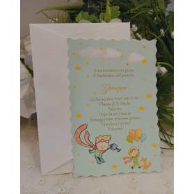 INVITO BATTESIMO PICCOLO PRINCIPE CON BUSTA