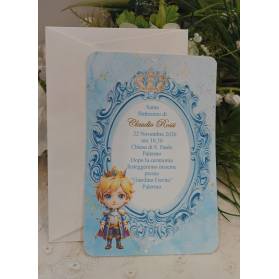 INVITO BATTESIMO PICCOLO PRINCIPE CON BUSTA