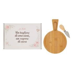TAGLIERE LEGNO CON CORTELLO E CONFETTI