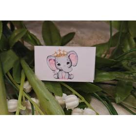 BIGLIETTINO NASCITA ELEFANTE CON CORONA