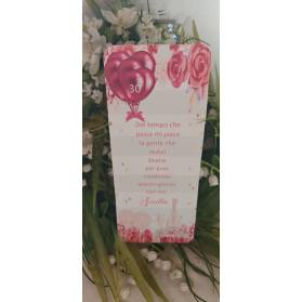 SEGNAPOSTO 30 ANNI DONNA FIORI FUXIA