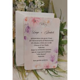 INVITO NOZZE 25° ANNIVERSARIO FIORI GLICINE