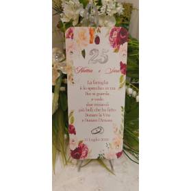 SEGNAPOSTO NOZZE D'ARGENTO ROSE PORPORA