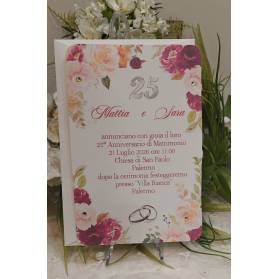 INVITO NOZZE 25° ANNIVERSARIO ROSE PORPORA