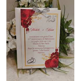 INVITO NOZZE 25° ANNIVERSARIO ROSE ROSSE