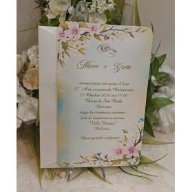 INVITO NOZZE 25° ANNIVERSARIO VERDE E ROSA