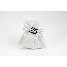 SACCHETTO LUREX ARGENTO CON 25 IN PLEXI