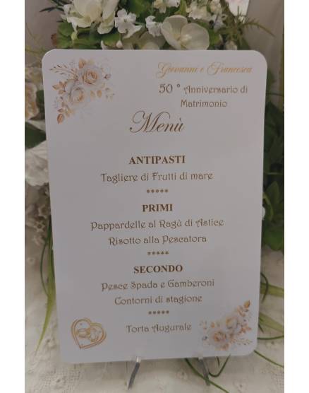 MENU' PERSONALIZZATO NOZZE D'ORO