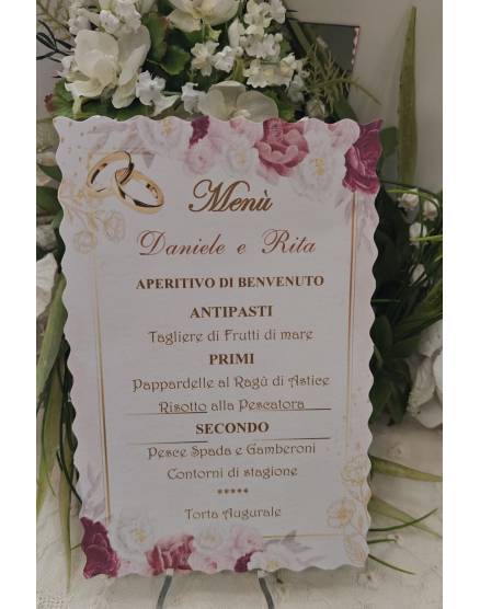 MENU' PERSONALIZZATO NOZZE D'ORO