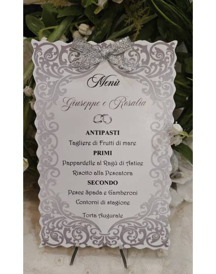 MENU' PERSONALIZZATO NOZZE D'ARGENTO