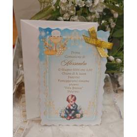 INVITO PRIMA COMUNIONE RAGAZZO CON BUSTA