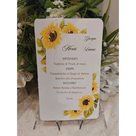 MENU' DI NOZZE CON GIRASOLI