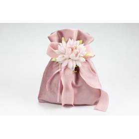 SACCHETTO MATRIMONIO VELLUTO ROSA ANTICO