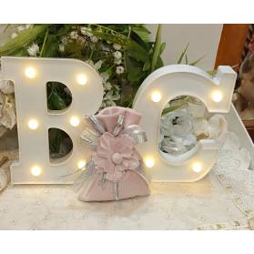 SACCHETTO COMPLEANNO VELLUTO ROSA ANTICO