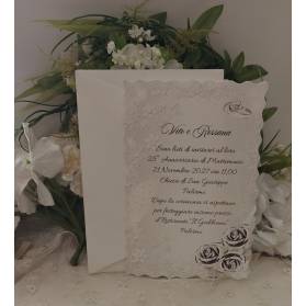 INVITO NOZZE D'ARGENTO CON CRISTALLI DI STRASS