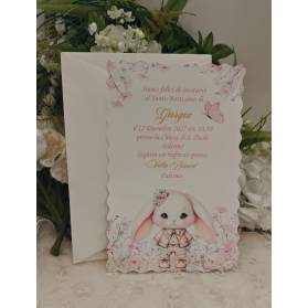INVITO BATTESIMO BIMBA CONIGLIETTO
