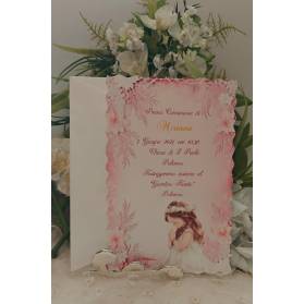 INVITO PRIMA COMUNIONE BIMBA CHE PREGA