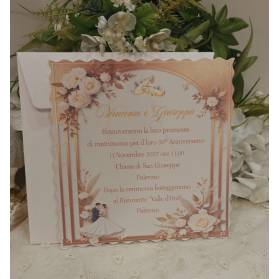 INVITO NOZZE D'ORO CON ROSE